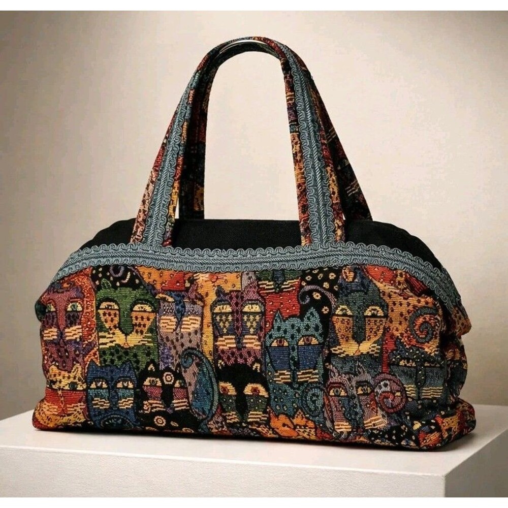 Laurel Burch Cat Tapestry Bag 14"W X 8"H X 3.5" D EXCELLENT CONDITION